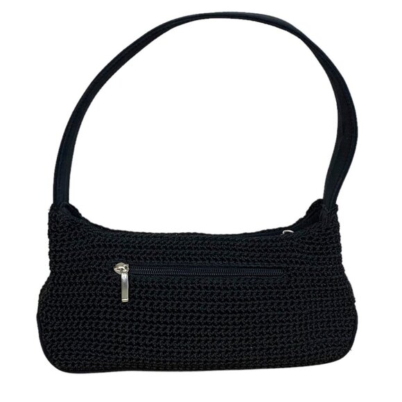 EUC Black Crochet Short Strap Handbag with Zippered Outside and Inside P… - Picture 2 of 12
